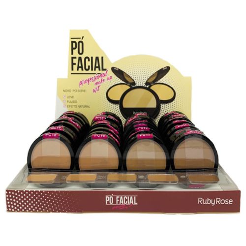 Pó Compacto Facial Grupo 13 Ruby Rose HB-7206 - Box c/ 36 unid