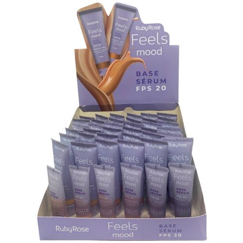 Base Sérum FPS 20 Feels Mood Grupo 2 Tons Escuros Ruby Rose HB-900/G2 - Box c/ 36 unid