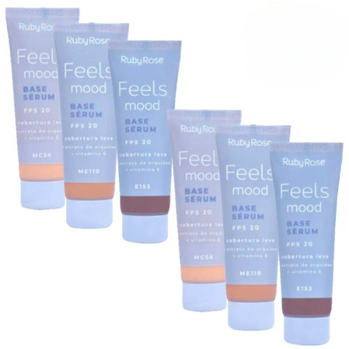Base Sérum FPS 20 Feels Mood Grupo 2 Tons Escuros Ruby Rose HB-900/G2 - Kit c/ 06 unid