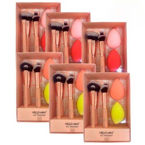 Kit de Pincéis e Esponjas Radiant Hello Mini KIT372 - Kit c/ 06 unid