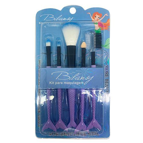 Kit com 05 Pincéis para Maquiagem Sereia Bilansy BK044