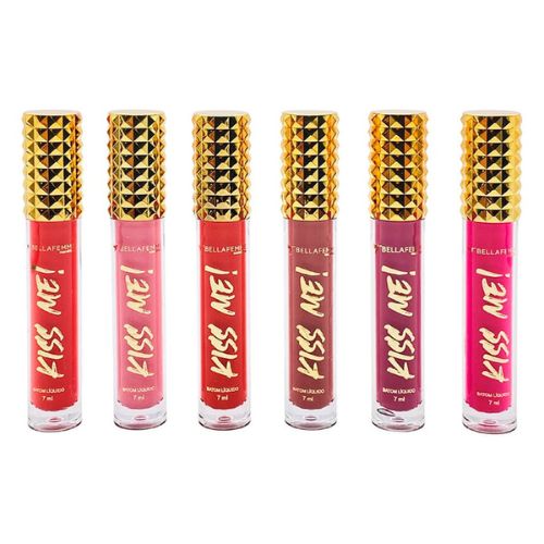 Batom Líquido Kiss Me Light Colors Bella Femme BF10102A - Kit c/ 06 unid