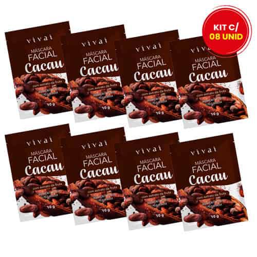 Máscara Facial Cacau com Extrato da Fruta Vivai 5044 – Kit c/ 08 unid