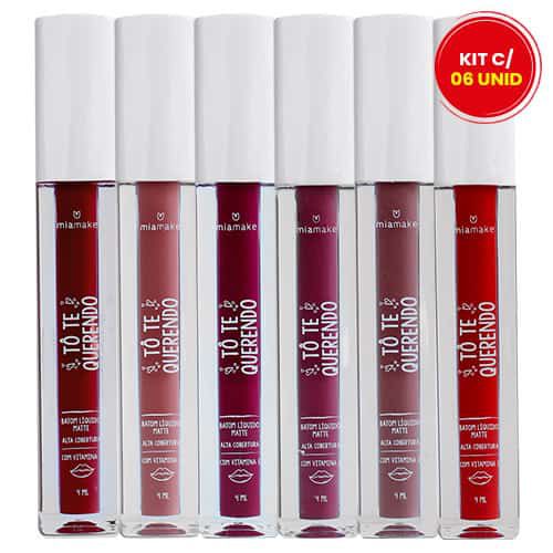 Batom Líquido Matte Com Vitamina E Tô Te Querendo Mia Make 219 - Kit c/ 06 unid