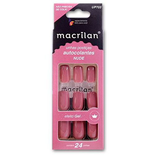 Unhas Postiças Autocolantes Efeito Gel Nude Macrilan UP703