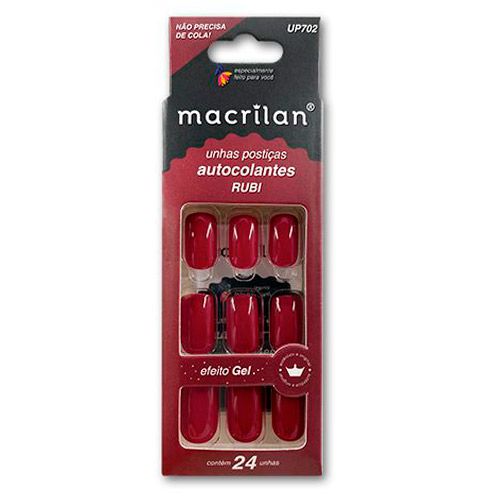 Unhas Postiças Autocolantes Efeito Gel Rubi Macrilan UP702
