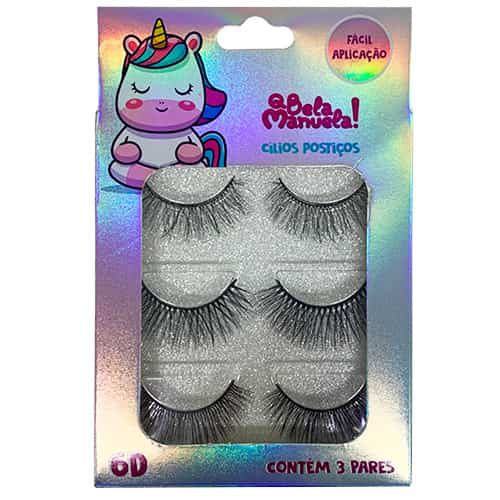 Cílios Postiços 6D com 03 Pares QBela Manuela! QBM-611