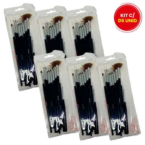 Kit com 15 Pincéis para Unhas Bilansy PNL208 - Kit c/ 06 unid