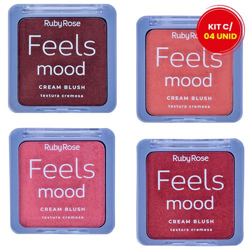 Blush Cream Blush Feels Mood Ruby Rose HB-6118 - Kit c/ 04 unid