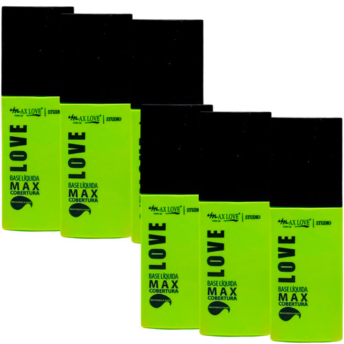 Base Líquida Max Cobertura Box 02 Cor 506 a 511 Max Love - Kit c/ 06 unid