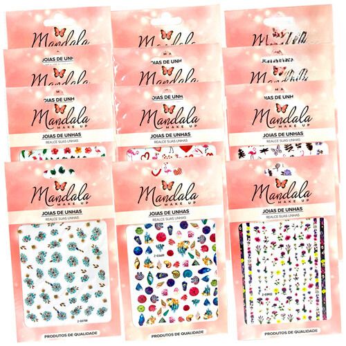 Adesivo Decorativo para Unhas Mandala DF-3112 - Pcte c/ 12 unid