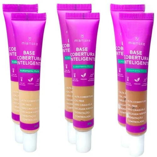 Base Líquida Cobertura Inteligente Cores Escuras Mia Make 291 - Kit c/ 06 unid