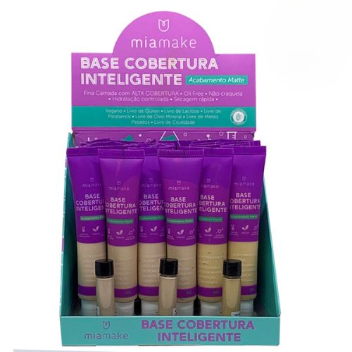 Base Líquida Cobertura Inteligente Cores Claras Mia Make 289 - Box c/ 24 unid
