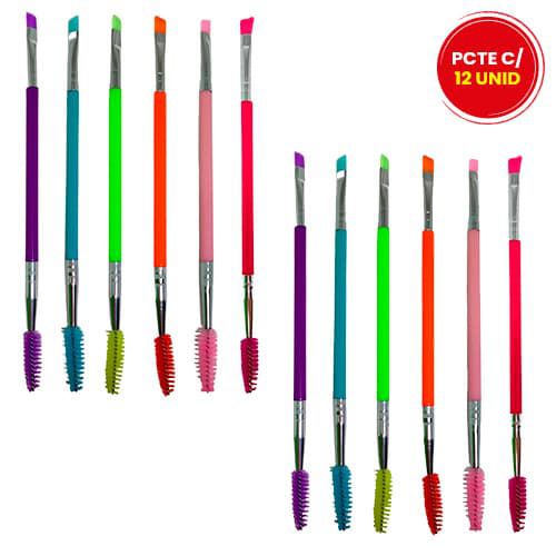 Pincel Duplo Escova e Chanfrado Neon Bilansy BP061-1 - Pcte c/ 12 unid