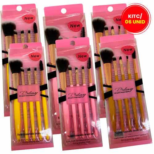Kit com 05 Pinceis para Maquiagem Bilansy BK039 - Kit c/ 06 unid