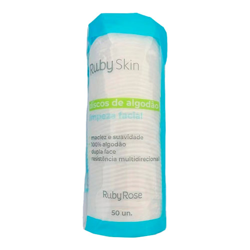 Discos de Algodão para Limpeza Facial com 50 unidades Ruby Skin Ruby Rose HB-332