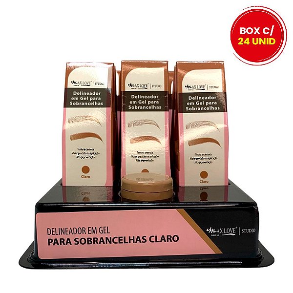 Delineador em Gel para Sobrancelhas Cor Claro Max Love -  Box c/ 24 unid