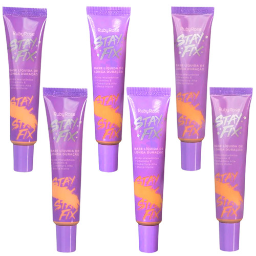 Base Líquida de Longa Duração Stay Fix Grupo 2 Cores Médias Ruby Rose HB-873/G2 - Kit c/ 06 unid