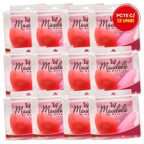 Kit de Esponja Coxinha e Limpador Facial Mandala FP-059 - Pcte c/ 12 unid