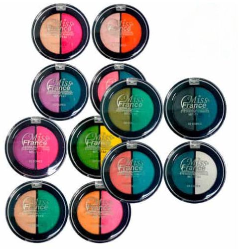 Paleta de Sombras 02 Cores Eyeshadow Miss France MF-7144 - Kit c/ 12 unid