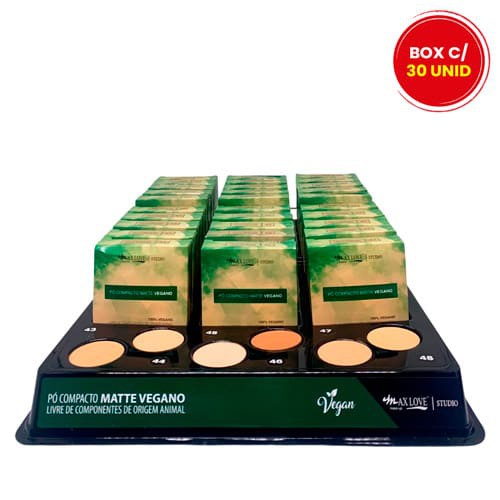 Pó Compacto Matte Vegano Tons 43 ao 48 Max Love - Box c/ 30 unid
