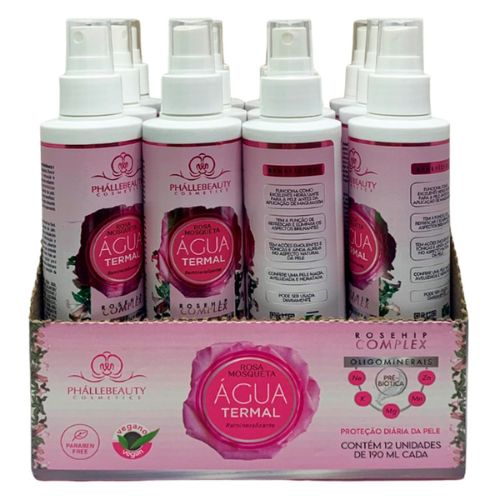 Água Termal Remineralizante Rosa Mosqueta Phállebeauty PH0569 - Box c/ 12 unid