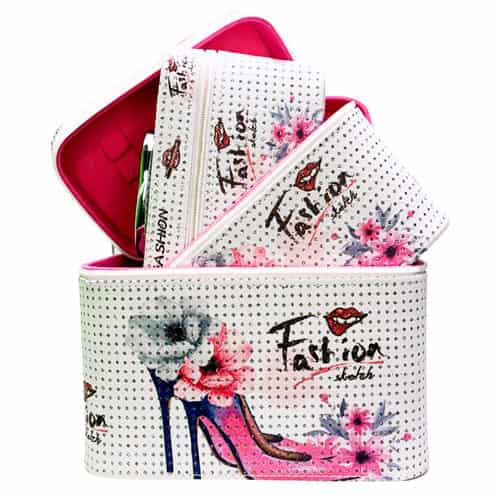 Conjunto com 03 Maletas Necessaire para Maquiagem, Joias e Acessórios Ruby's NEC-HX013