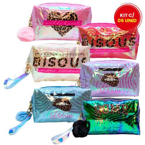 Necessaire Estampada Oncinha WF-201 - Kit c/ 06 unid
