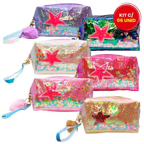 Necessaire Estampada Estrela WF-2024 - Kit c/ 06 unid