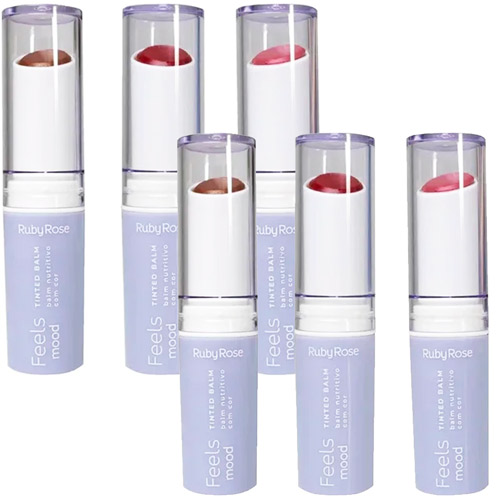 Balm Nutritivo com Cor Tinted Balm Feels Mood Ruby Rose HB-8519 - Kit c/ 06 unid