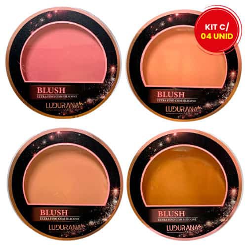 Blush Compacto Ultrafino com Silicone Ludurana B00203 - Kit c/ 04 unid
