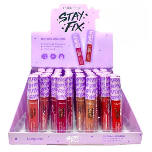 Batom Líquido Stay Fix Ruby Rose HB-569 - Box c/ 48 unid