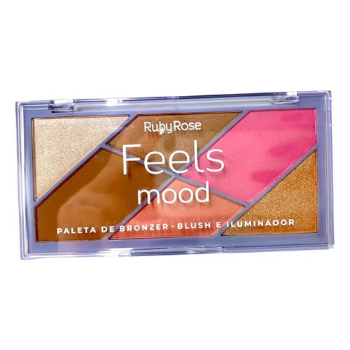 Paleta de Bronzer, Blush e Iluminador Feels Mood Ruby Rose HB-7528