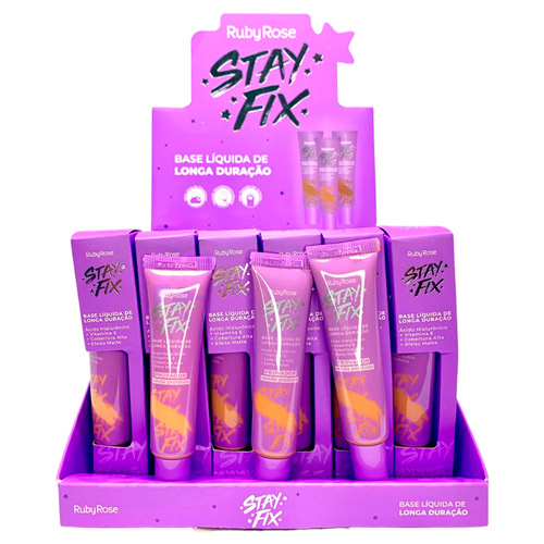 Base Líquida de Longa Duração Stay Fix Grupo 3 Cores Escuras Ruby Rose HB-873/G3 - Box c/ 36 unid
