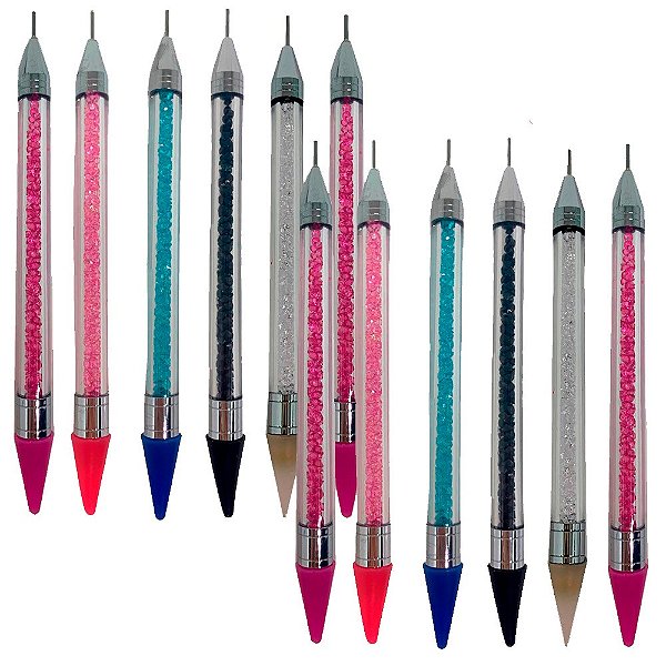 Pincel para Decoração de Unhas Pega Strass - Pcte c/ 12 unid