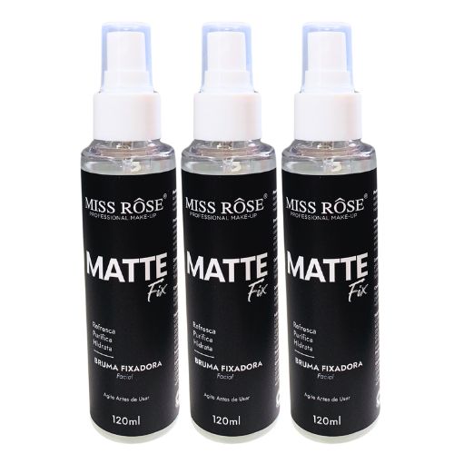 Bruma Facial Fixadora Matte Fix Miss Rôse 8002-700M - Kit c/ 03 unid
