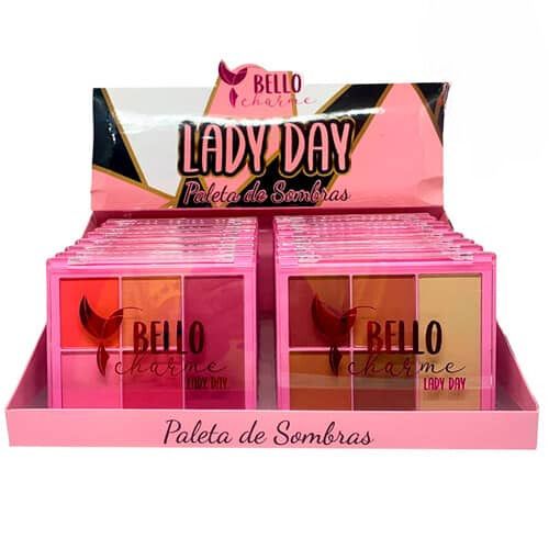 Paleta de Sombras, Blush e Contorno Lady Day Bello Charme BC05 - Box c/ 16 unid