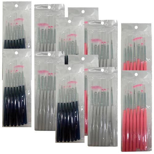 Kit com 07 Pincéis para Decoração de Unhas JD-3070 - Pcte c/ 12 unid