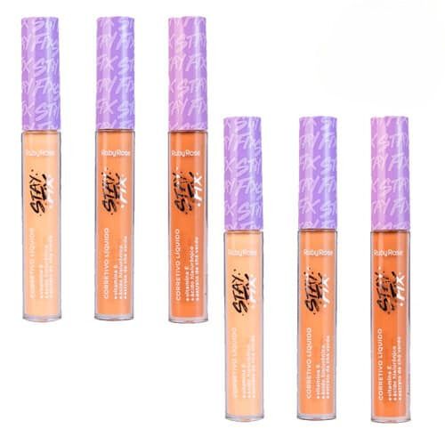 Corretivo Líquido Stay Fix Grupo 2 Cores Médias Ruby Rose HB-912/G2 - Kit c/ 06 unid
