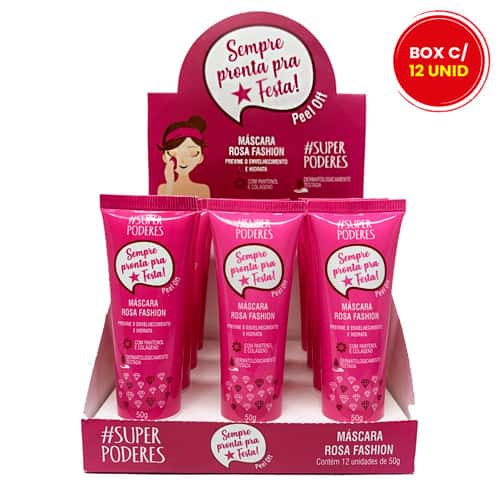 Máscara Bisnaga Rosa Fashion Super Poderes MFSP13 - Box c/ 12 unid