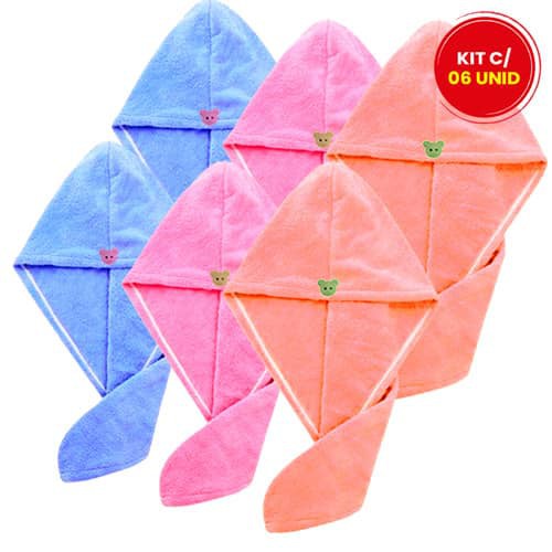 Touca Toalha Para Cabelo JD-2023 - Kit c/ 06 unid