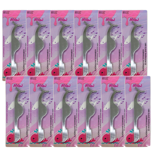 Pinça para Aplicação de Cílios Postiços Qbela Manuela! QBM00951 - Pcte c/ 12 unid
