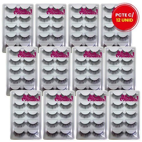 Kit com 05 Pares de Cílios Postiços Qbela Manuela! QBM-665-1 - Pcte c/ 12 unid