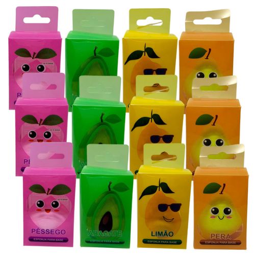Esponja para Maquiagem Frutinhas QBM00511 - Pcte c/ 12 unid
