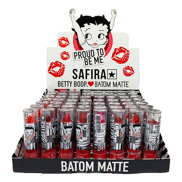 Batom Bastão Matte Proud To Be Me Betty Boop Safira - Box c/ 56 unid