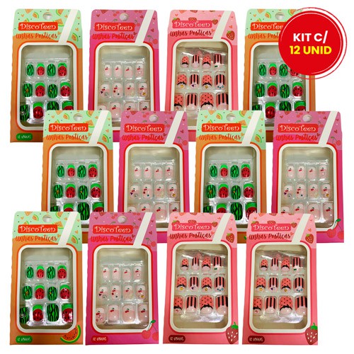 Unhas Postiças Autocolantes Infantil Disco Teen HB97847 - Pcte c/ 12 unid