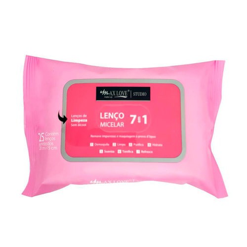 Lenço de Limpeza Micelar 7 em 1 Max Love