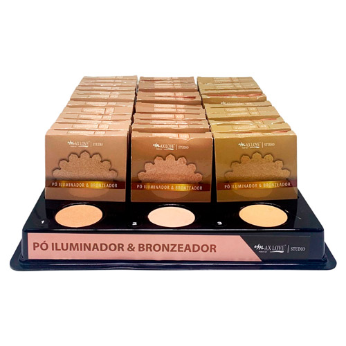 Pó Iluminador e Bronzeador Max Love – Box c/ 36 unid