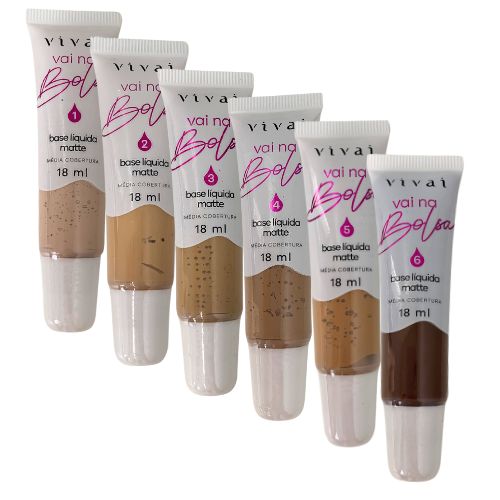 Base Líquida Matte Vai na Bolsa Vivai 1028.4.1 - Kit c/ 06 unid