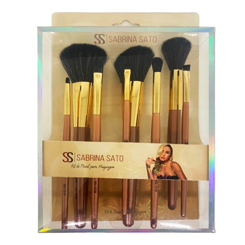 Kit com 08 Pincéis para Maquiagem Sabrina Sato SS-1219